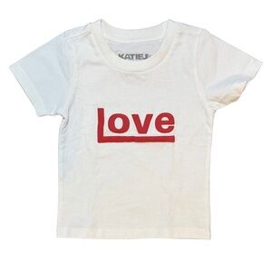 Katie J NYC white with red puff Love t-shirt girls size M NWT TWEEN